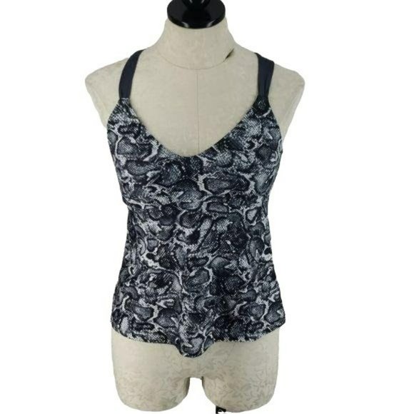 Kona Sol‎ Black Snakeskin Tankini swim suit Top Swimwear NWOT Size Small - Picture 1 of 7